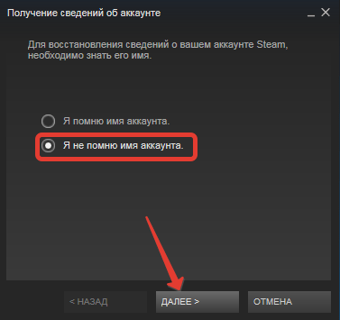 Recover password on Steam